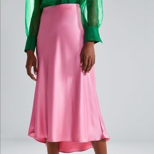 Zara Pink Midi Satin Skirt
